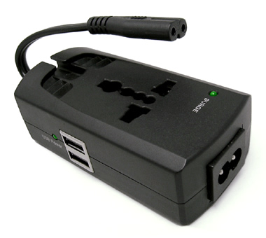 Notebook Travel Surge Adapter with Dual USB chargers 
